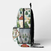 Wasserfarbe Winter Rustikale Landschaft mit Bäumen Bedruckter Rucksack (Rechts)