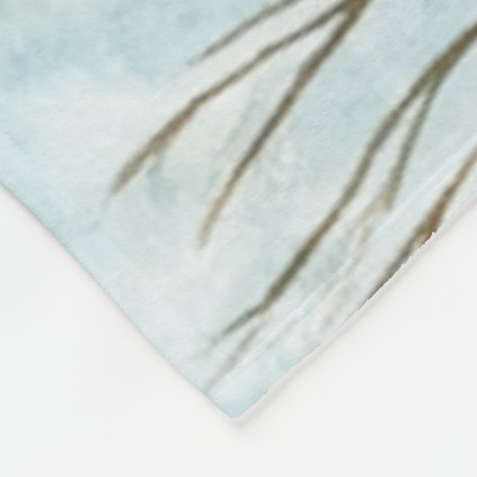 Wasserfarbe Winter Rustikale Landschaft mit Bäumen Fleecedecke (Ecke)