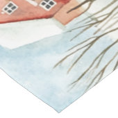 Wasserfarbe Winter Rustikale Landschaft mit Bäumen Kurzer Tischläufer (Ecke)