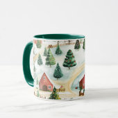 Wasserfarbe Winter Rustikale Landschaft mit Bäumen Tasse (Vorderseite Links)