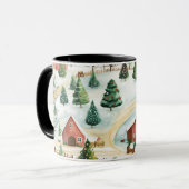 Wasserfarbe Winter Rustikale Landschaft mit Bäumen Tasse (Vorderseite Links)