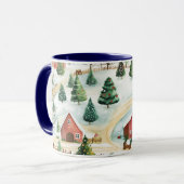 Wasserfarbe Winter Rustikale Landschaft mit Bäumen Tasse (Vorderseite Links)