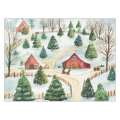 Wasserfarbe Winter Rustikale Landschaft mit Bäumen Tischdecke (Vorderseite (Horizontal))