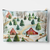 Wasserfarbe Winter Rustikale Landschaft mit Bäumen Zubehörtasche (Rückseite)