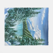 Wasserfarbe Winter Schneefall Bergsee-Zauber im Va Fleecedecke (Vorderseite (Horizontal))