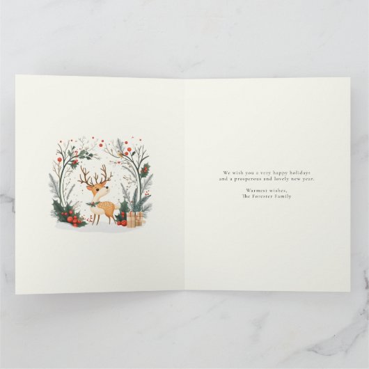 Wasserfarbe Winter Wald Happy Urlaub Gruß Karte (Innenseite)