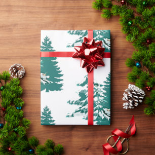 Wasserfarbe Winter Weihnachtswald Bäume Geschenkpapier