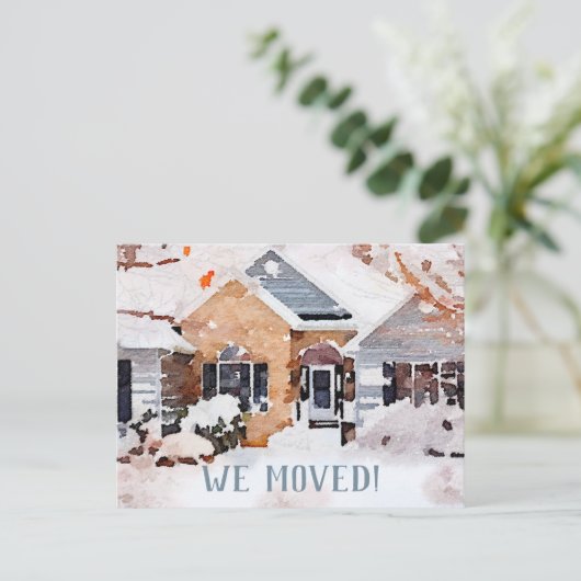 Wasserfarbe Winter Zuhause, wir bewegen uns Ankündigungspostkarte (Stehend Vorderseite)