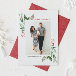 Wasserfarbe Winterberge und Heiligabend Foto Weihn Feiertagskarte