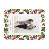 Wasserfarbe Winterberries Frohe Weihnachtszeit Fot Magnet (Horizontal)