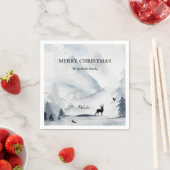 Wasserfarbe Wintergebirge Weihnachten Serviette (Beispiel)