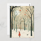 Wasserfarbe Winterlandschaft Minimalistisch Neues  Postkarte (Vorne/Hinten)