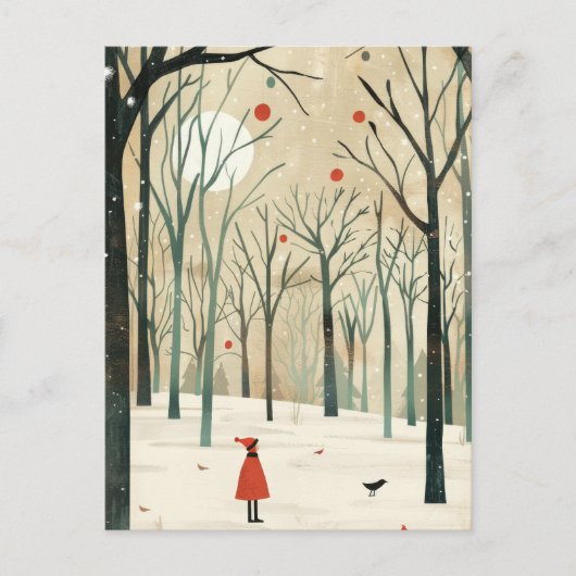 Wasserfarbe Winterlandschaft Minimalistisch Neues  Postkarte (Vorderseite)