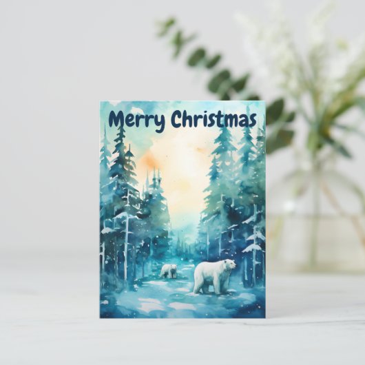 Wasserfarbe Winterlandschaft Nordpol Weihnachten (Stehend Vorderseite)