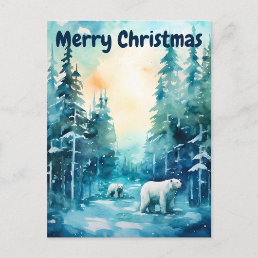 Wasserfarbe Winterlandschaft Nordpol Weihnachten (Vorderseite)