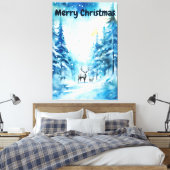 Wasserfarbe Winterlandschaft Nordpol Weihnachten Leinwanddruck (Insitu (Schlafzimmer))