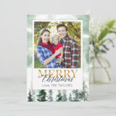 Wasserfarbe Winterweihnachtsbaum Feiertagskarte (Stehend Vorderseite)