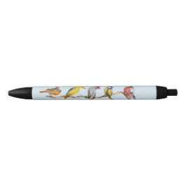 Wasserfarbe, winzige farbige Vögel auf Draht Kugelschreiber