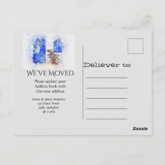 Wasserfarbe Wir haben die Ankündigung verschoben P Postkarte (Rückseite)