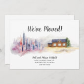 Wasserfarbe Wir haben Stadt in Land umgezogen Ankündigung (Vorne/Hinten)