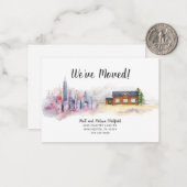 Wasserfarbe Wir haben Stadt in Land umgezogen Mitteilungskarte (Vorderseite/Rückseite Beispiel)