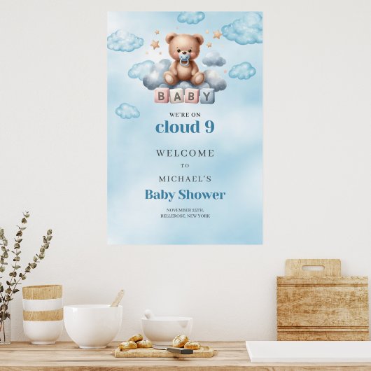 Wasserfarbe wir sind auf Wolke neun Jungen Babydus Poster (Küche)