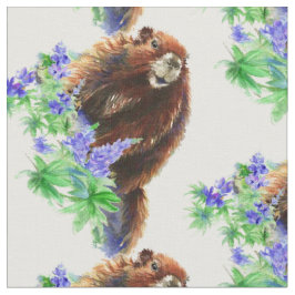 Wasserfarbe Woodchuck, Marmot, Groundhog Tierkunst Stoff