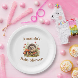 Wasserfarbe Woodland Igel Pilze Babydusche Pappteller