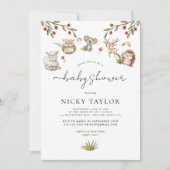 Wasserfarbe Woodland Süße Tier Kinderdusche Einladung (Vorderseite)