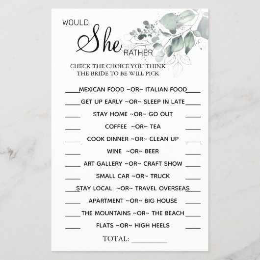 Wasserfarbe würde sie eher duschen Spielkarte Flyer (Vorne)