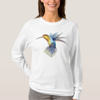 Wasserfarbe-Yoga-Aufwärmschicht für Kolibris - wei T-Shirt
