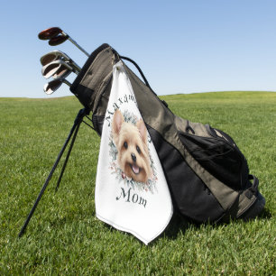 Wasserfarbe Yorkie und Blumenreath Golfhandtuch