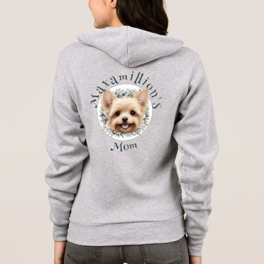 Wasserfarbe Yorkie und Blumenreath Hoodie (Rückseite)