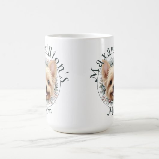 Wasserfarbe Yorkie und Blumenreath Kaffeetasse (Mittel)