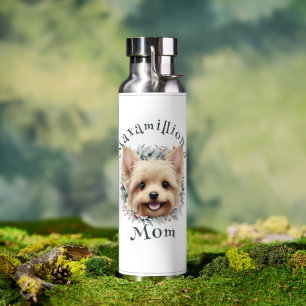 Wasserfarbe Yorkie und Blumenreath Trinkflasche