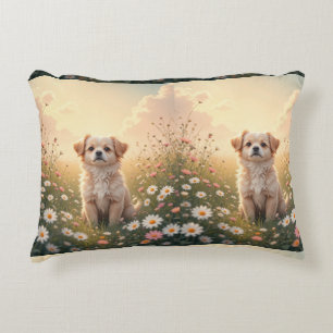 Wasserfarbe Yorkshire Terrier an der Blume Field W Dekokissen