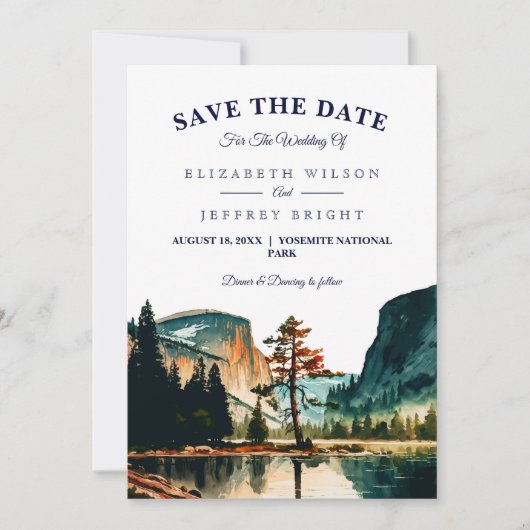Wasserfarbe Yosemite Nationalpark Save the Date Einladung (Vorderseite)