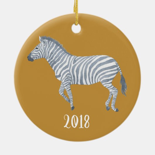 Wasserfarbe Zebra Keepake Jahr Keramik Ornament (Hinten)