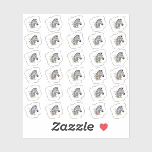 Wasserfarbe Zebra Mini Stickers Aufkleber (Blatt)