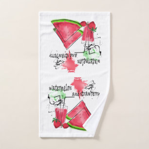 Wasserfarbe zeichn von Wassermelonen und Erdbeeren Badhandtuch Set