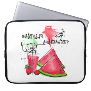 Wasserfarbe zeichn von Wassermelonen und Erdbeeren Laptopschutzhülle
