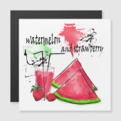Wasserfarbe zeichn von Wassermelonen und Erdbeeren Magnetkarte (Vorne/Hinten)