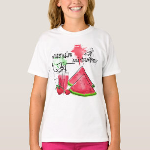 Wasserfarbe zeichn von Wassermelonen und Erdbeeren T-Shirt