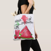 Wasserfarbe zeichn von Wassermelonen und Erdbeeren Tasche (Von Nahem)