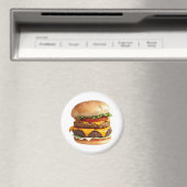 Wasserfarbe Zeichnend Cheeseburger Magnet (In Situ (Geschirrspüler))
