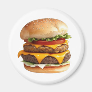 Wasserfarbe Zeichnend Cheeseburger Magnet