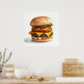Wasserfarbe Zeichnend Cheeseburger Poster (Küche)