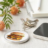 Wasserfarbe Zeichnend Cheeseburger Schlüsselanhänger (Seite)