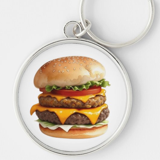Wasserfarbe Zeichnend Cheeseburger Schlüsselanhänger (Vorne)