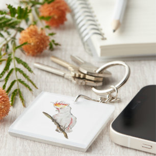 Wasserfarbe zeichnend Kakaduspapagei Schlüsselanhänger